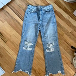 BDG Wilco Destroyed High-Waisted Cropped Flare Jean